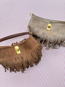 Faux Suede Fringe Handbag