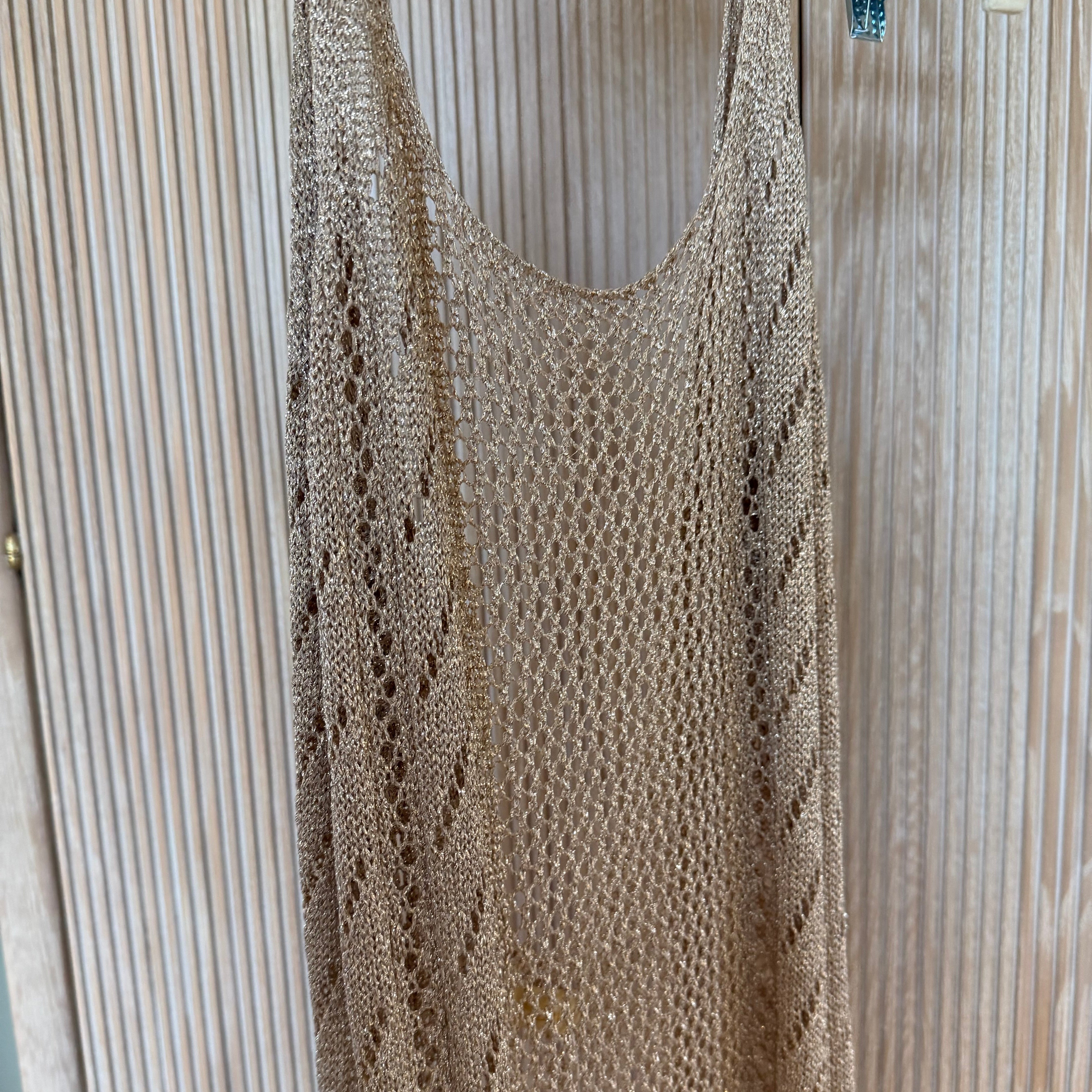 Sleeveless Metallic Knit Cover Up in Gold