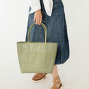 Basket Weave Tote/Shoulder Bag in Sage