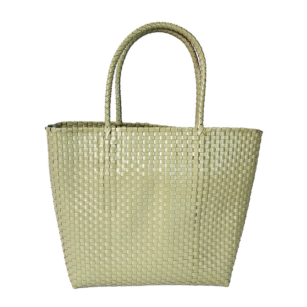 Basket Weave Tote/Shoulder Bag in Sage
