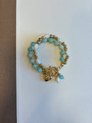 Turquoise and Pearl Toggle Bracelet