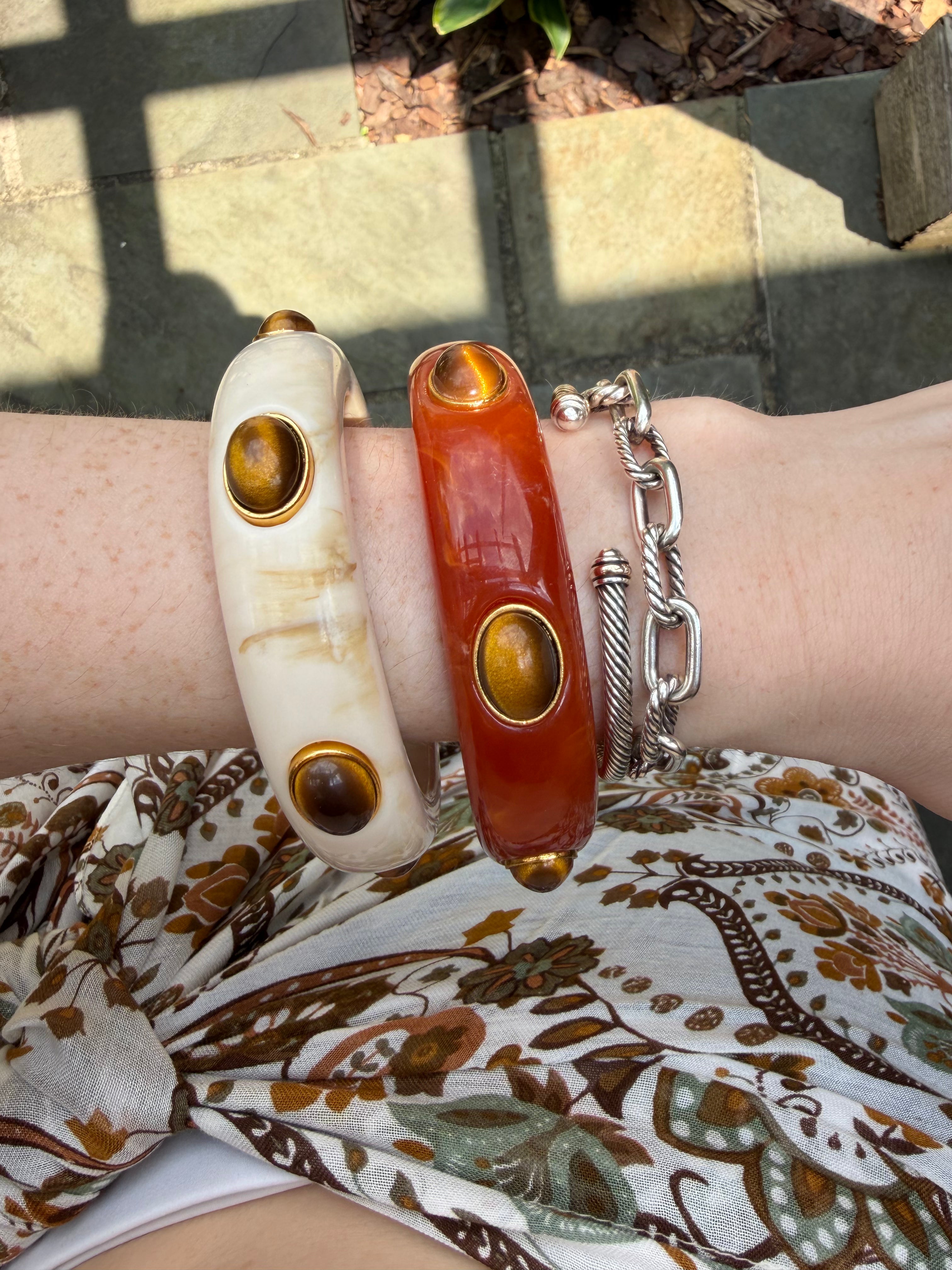 Bangle Bracelet with Tortoise Accent