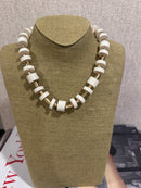 Cream and Gold Disc Necklace