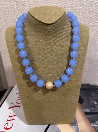 Periwinkle and Gold Bead Necklace