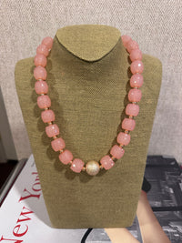 Pink and Gold Bead Necklace