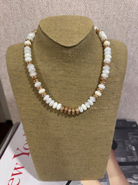 White and Gold Bead Necklace