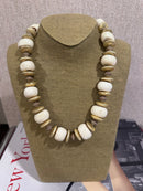 Gold and Cream Bead Necklace