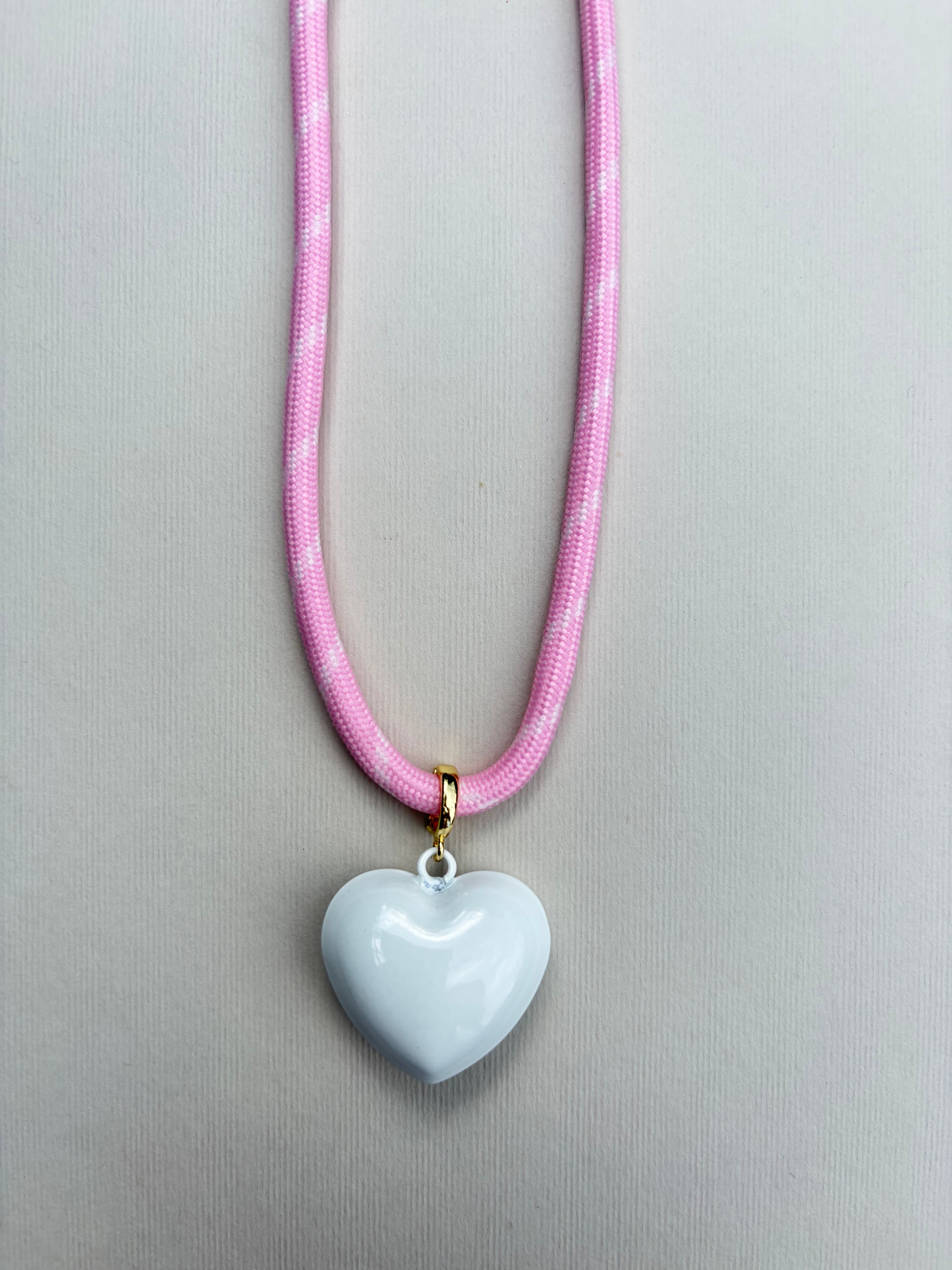 Pink Paracord Necklace with Charm