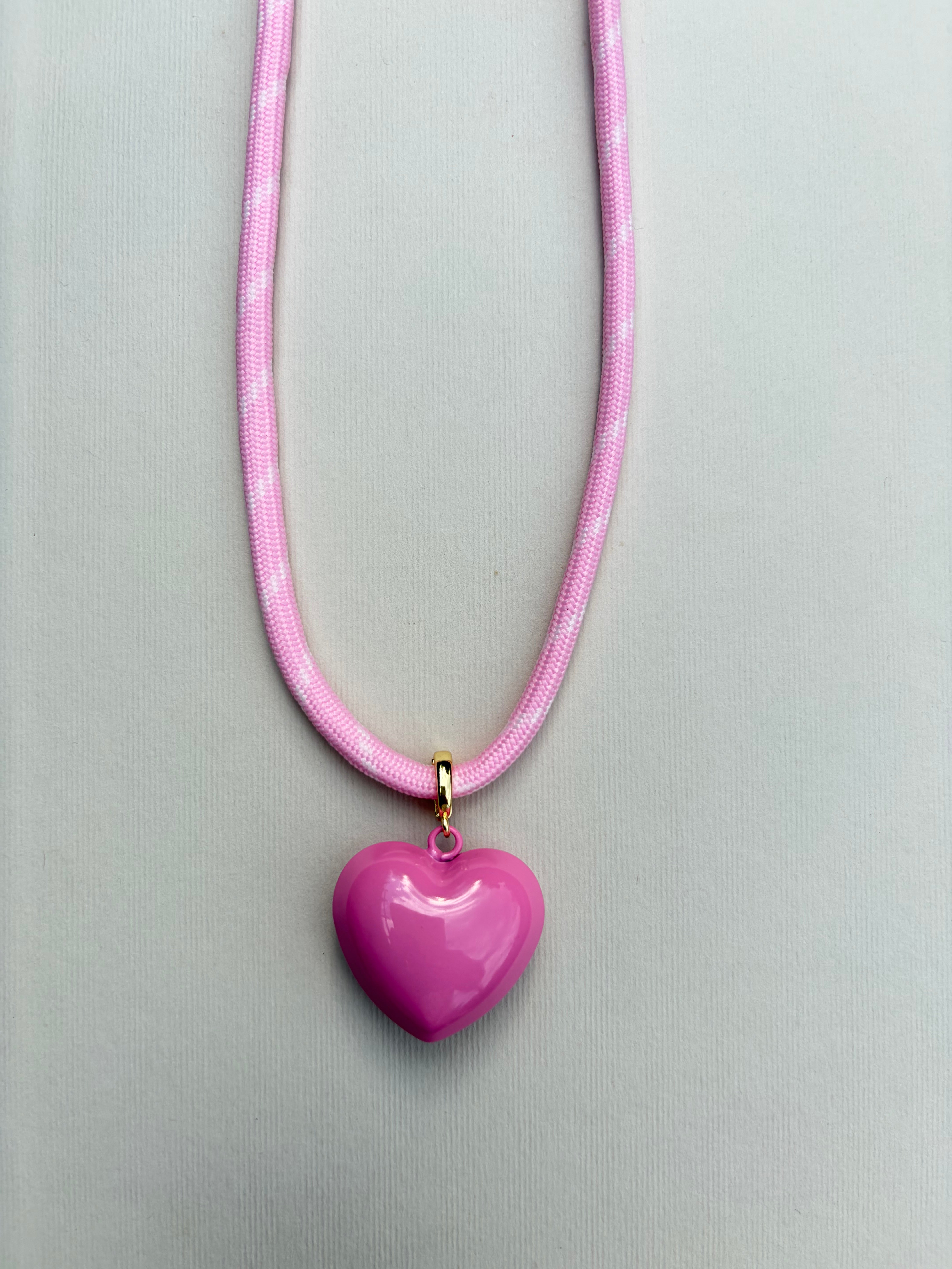 Pink Paracord Necklace with Charm
