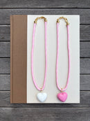 Pink Paracord Necklace with Charm