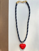Navy Paracord Necklace with Charm