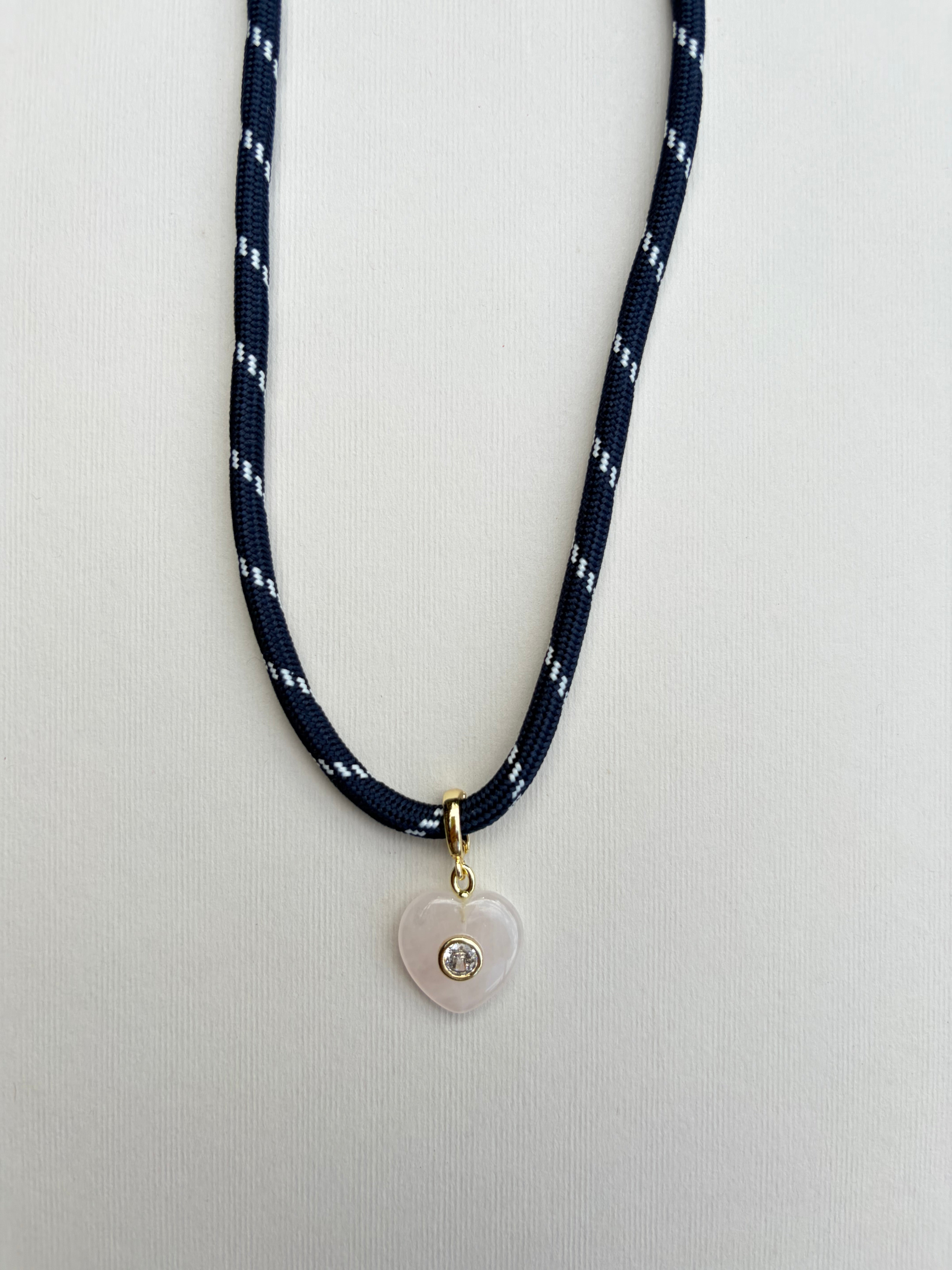 Navy Paracord Necklace with Charm