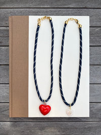 Navy Paracord Necklace with Charm