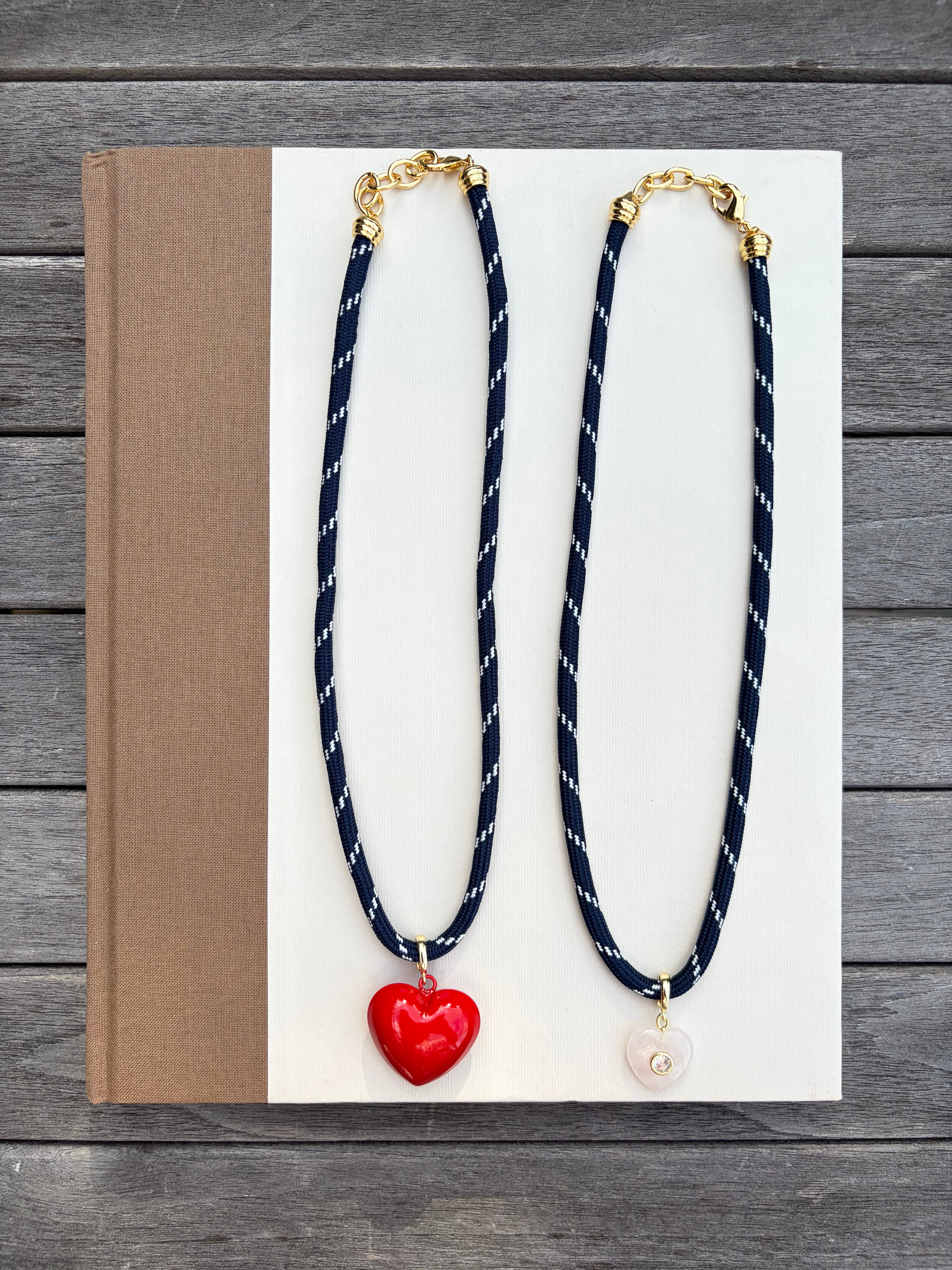 Navy Paracord Necklace with Charm