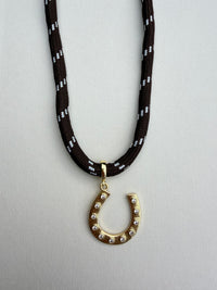 Brown Paracord Necklace with Horseshoe Charm