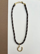 Brown Paracord Necklace with Horseshoe Charm