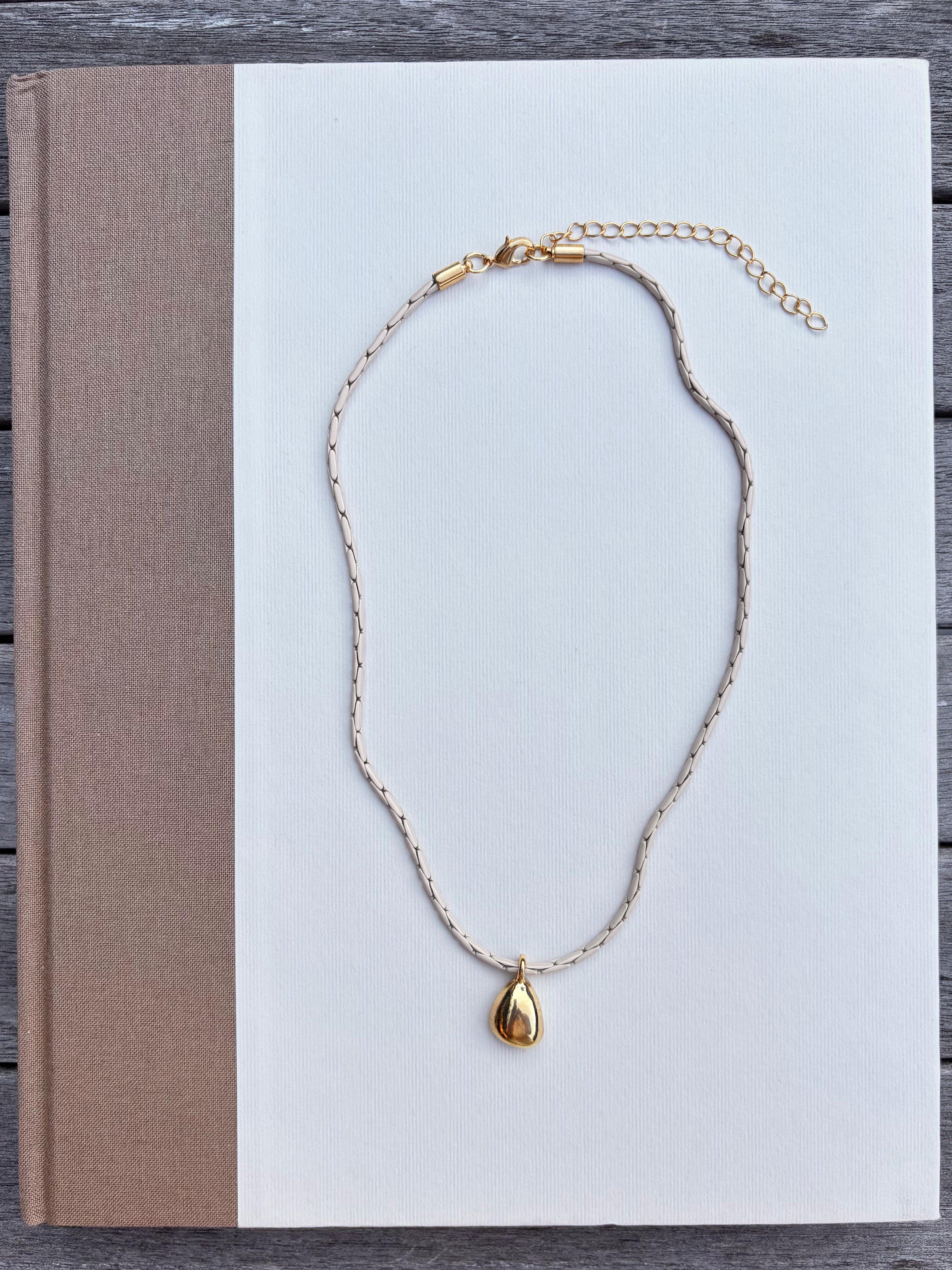 Coated Chain with Teardrop Charm