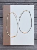 Beaded Necklace with Hammered Gold Bar