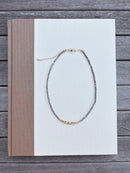 Beaded Necklace with Hammered Gold Bar