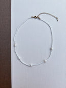 White Bead and Pearl Necklace