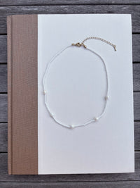 White Bead and Pearl Necklace
