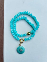 Jelly Bean Beaded Necklace with Stone Charm