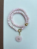 Jelly Bean Beaded Necklace with Stone Charm