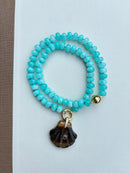 Turquoise Beaded Necklace with Tortoise Shell Charm