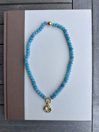 Blue Beaded Necklace with Sand Dollar Charm