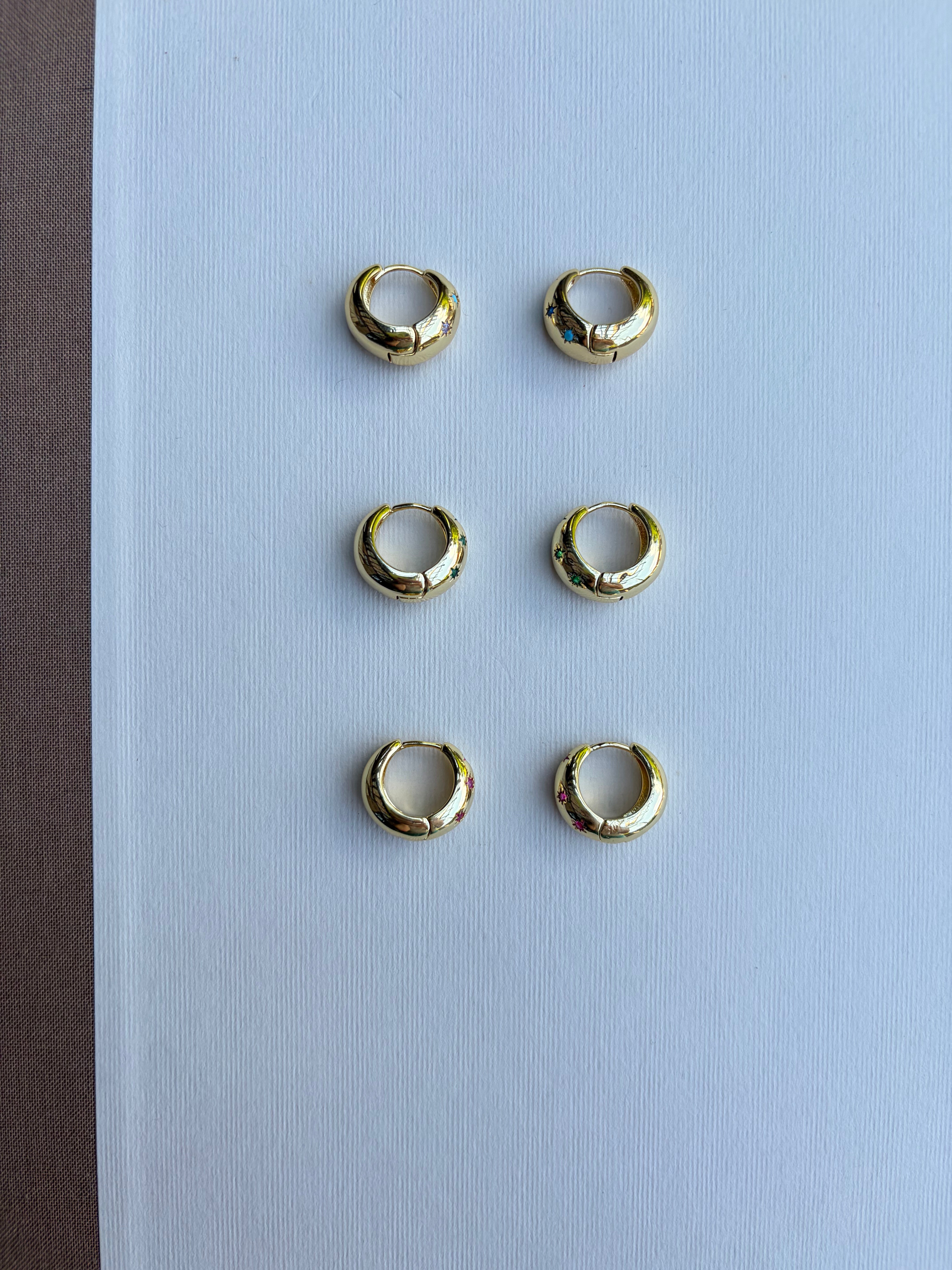 Gold Hoops with Colored Accents