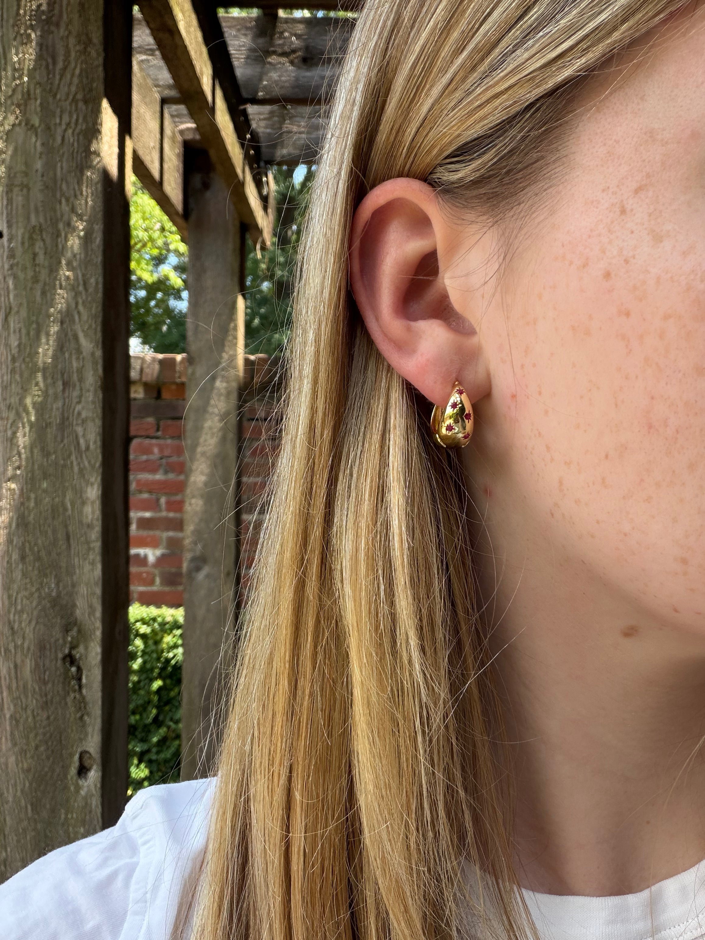 Gold Hoops with Colored Accents