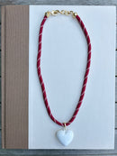 Crimson Paracord with White Puffy Heart