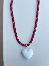 Crimson Paracord with White Puffy Heart