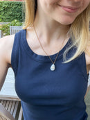 Stone and CZ Charm on Gold Chain