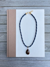 Navy Paracord with Tortoise Teardrop Charm