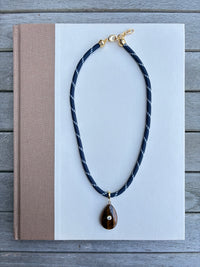 Navy Paracord with Tortoise Teardrop Charm