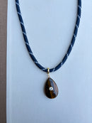 Navy Paracord with Tortoise Teardrop Charm