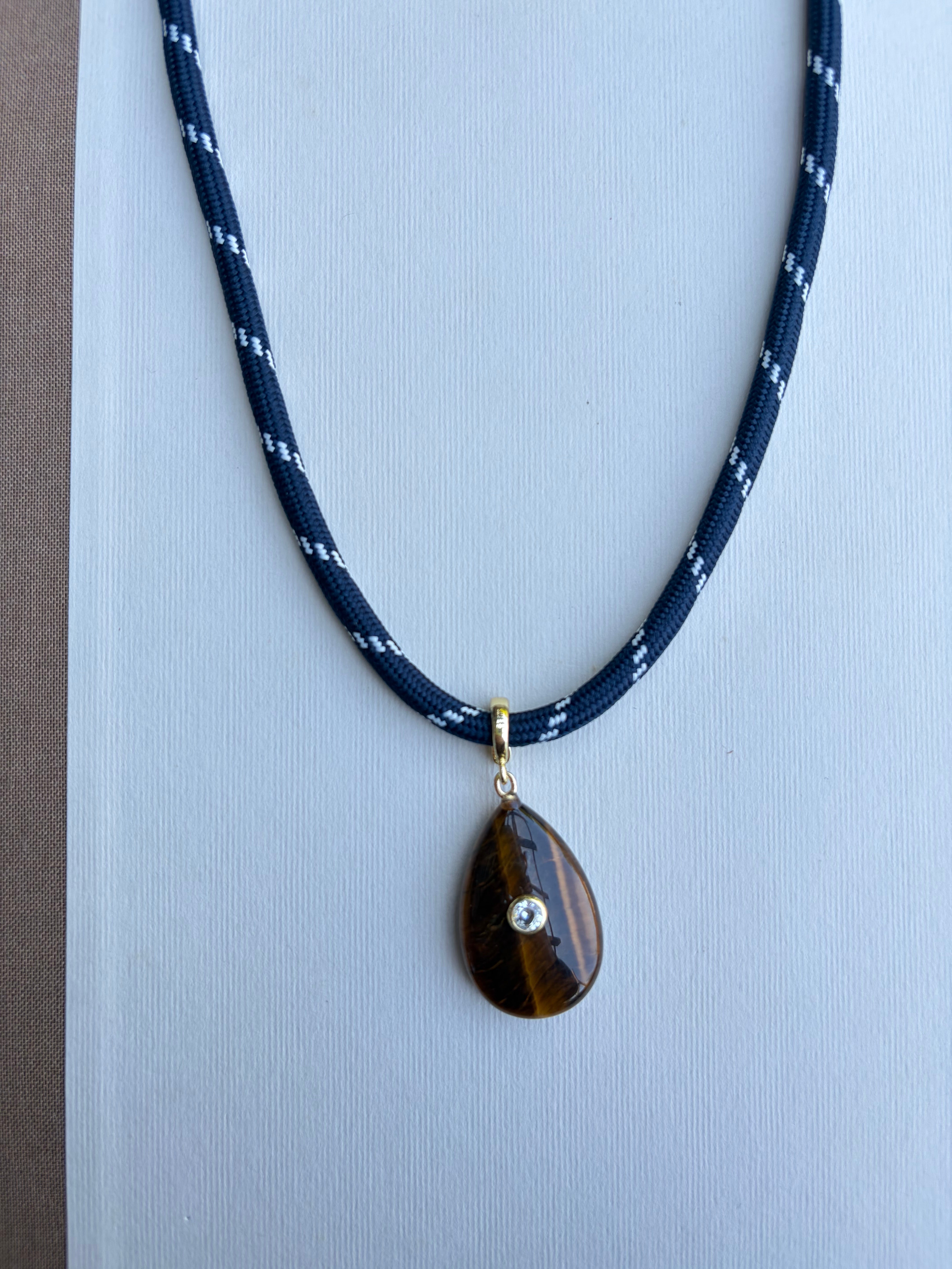 Navy Paracord with Tortoise Teardrop Charm