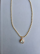 Ball Chain with CZ Bezel Charm
