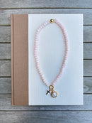 Pink Beaded Necklace with Charms