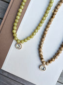 Beaded Necklace with Bezel Charm