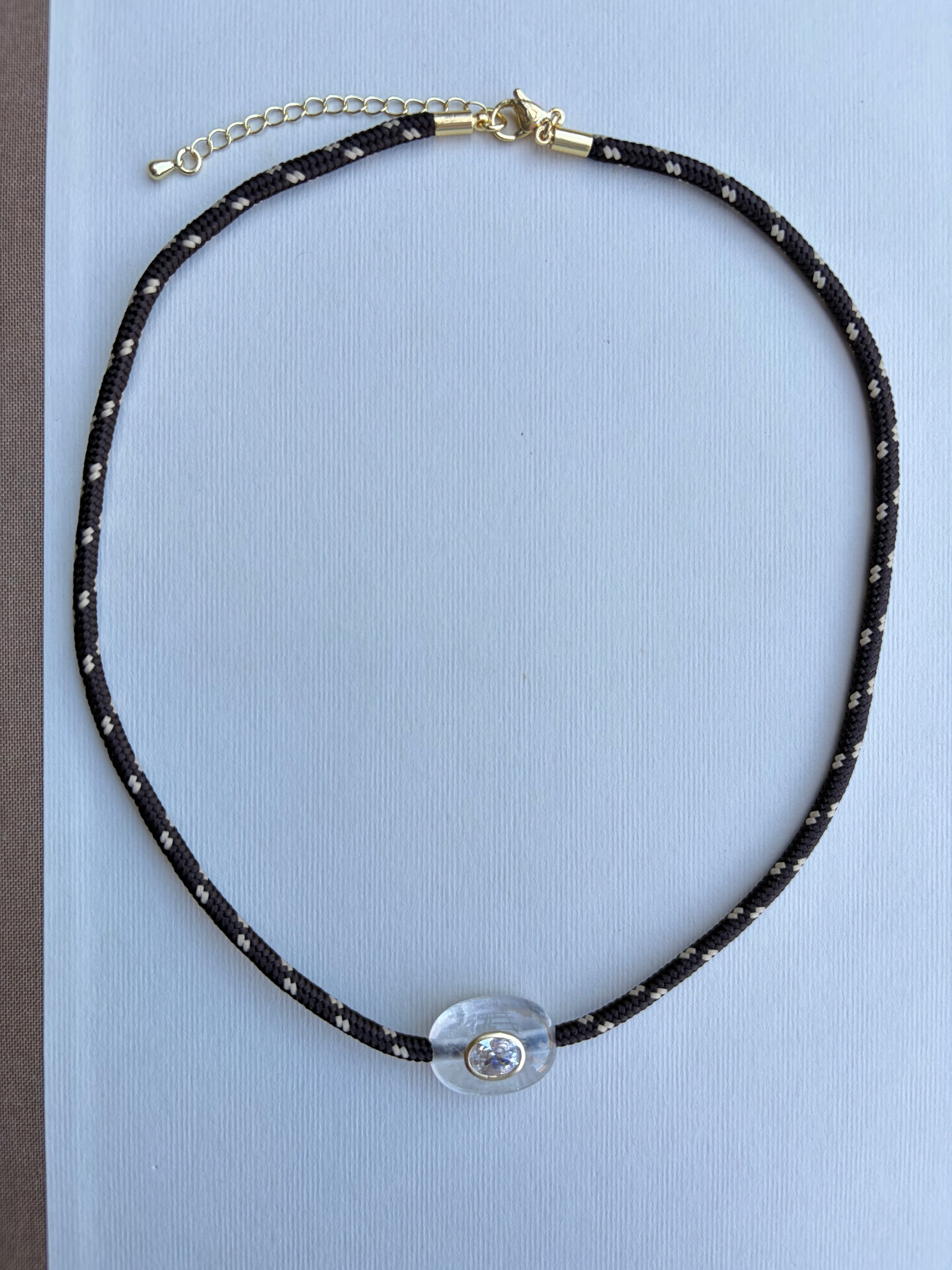 Cocoa Crystal Paracord Necklace