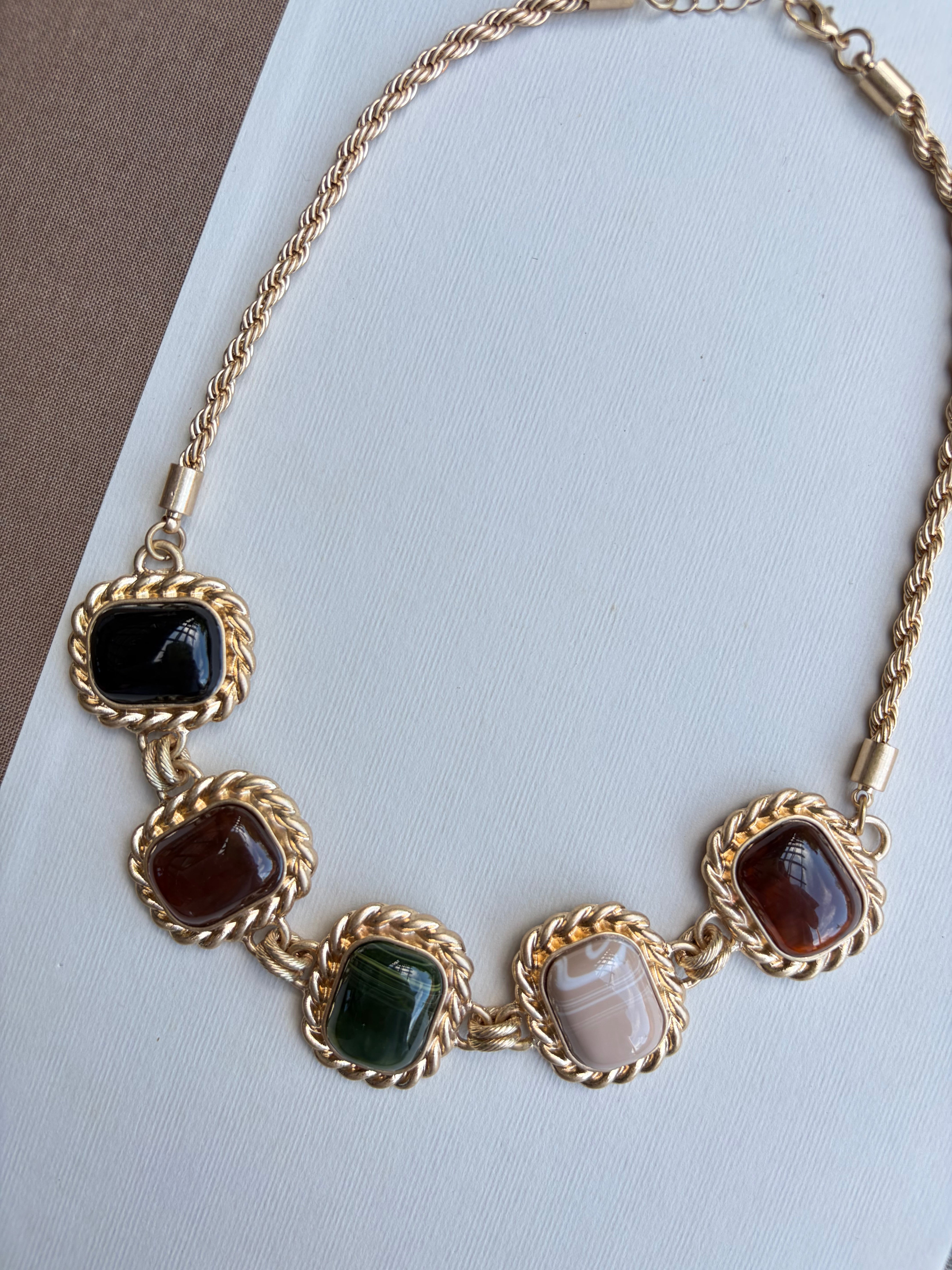 Multicolor Stone Statement Necklace