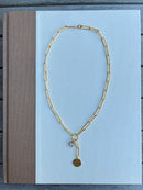 Gold Paperclip Chain Lariat Necklace