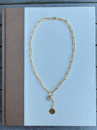 Gold Paperclip Chain Lariat Necklace