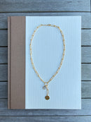 Gold Paperclip Chain Lariat Necklace