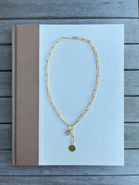 Gold Paperclip Chain Lariat Necklace