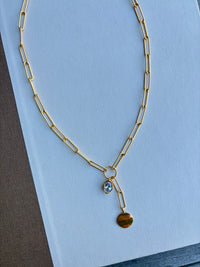 Gold Paperclip Chain Lariat Necklace