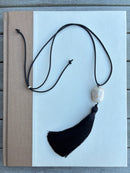 Long Black Agate Tassel Necklace