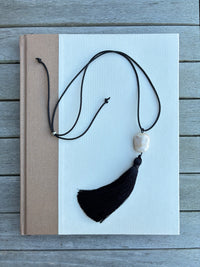Long Black Agate Tassel Necklace